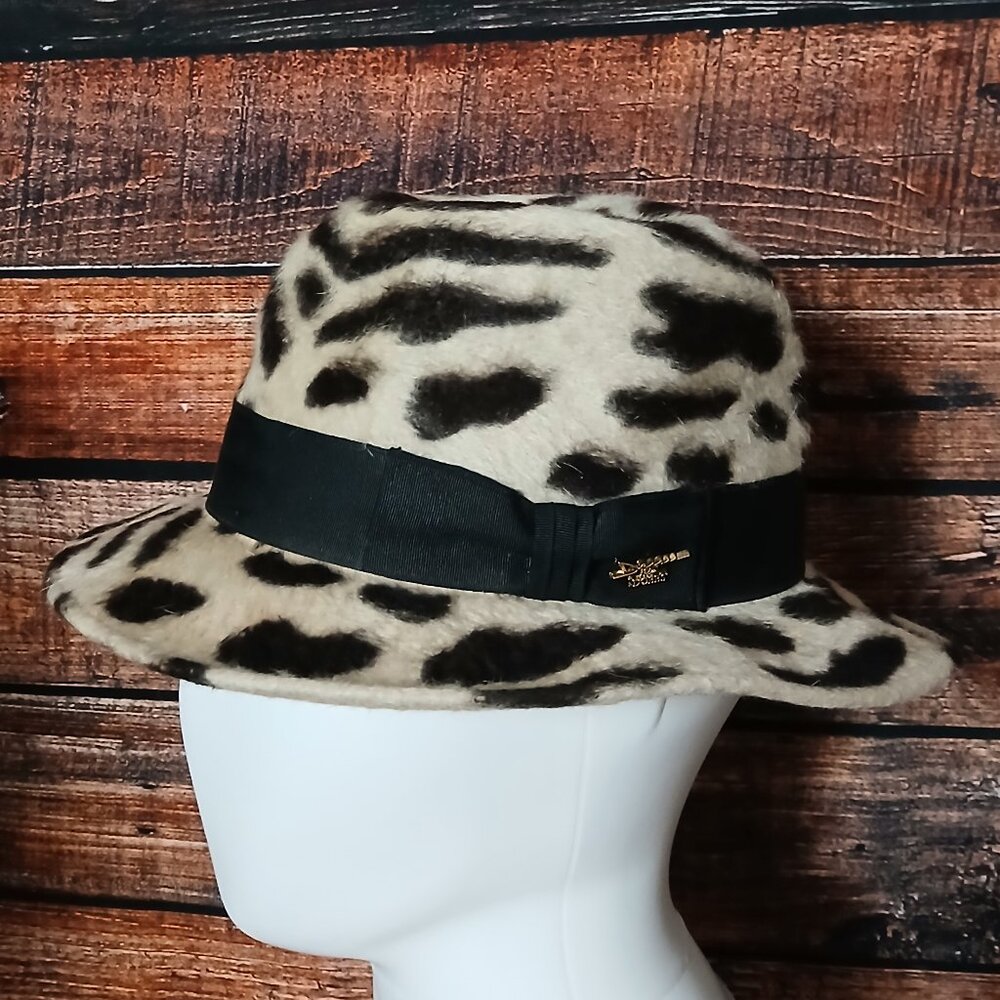 NWT Deion By Dobbs Vintage Fedora Hat Ocelot Felt Size 7 Satin Lined Union USA
